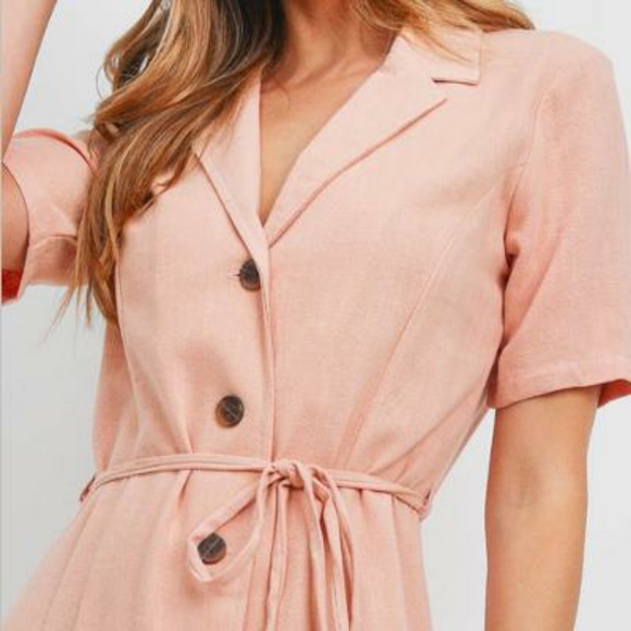 FEW LEFT❗️POTTER'S POT Blush Linen Blend Shirt Dress - Picture 2 of 6